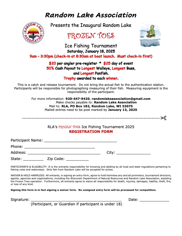 2025 Random Lake Ice Fishing Tournament Registration Form